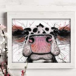 Cow Watercolor original cow painting 8x11 inches wall decor art by Anne Gorywine