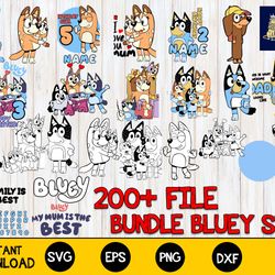 mega bluey bundle svg, 200 file bluey svg dxf eps png, for cricut, silhouette, digital, file cut, instant download