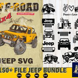 150 file jeep bundle svg dxf eps png, mega jeep bundle svg, for cricut, digital download, file cut, instant download