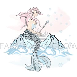 magic ice mermaid christmas cartoon vector illustration set