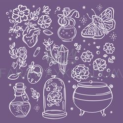 magic symbols witchcraft collection bewitch doodle objects