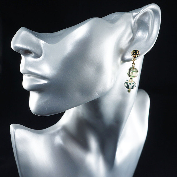 green--yellow-glass-earrings-long-dangle-drop-earrings-handmade-jewelry