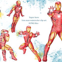 watercolor Clip art super heroes Iron Man Super Hero