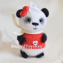 panda figurine, cute panda gift, car accessories for teens panda bear table top decor KnittedToysKsu