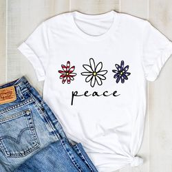 peace flower flag shirt, hippie silhouette shirt, hippie tee, hippie shirt