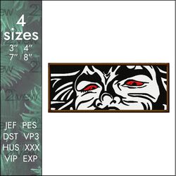 yujiro hanma embroidery design, anime baki the grappler rectangular designs, 4 sizes