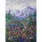 A dramatic mountain landscape of icy peaks and sublime vistas size 16 by 12 inches.