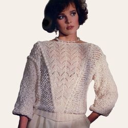 Vintage Knitting Pattern 246 Fishnet Pullover Women