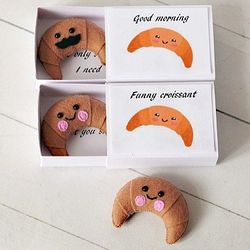 Funny croissant, Love Gift for Him, Pocket hug in a box, Boyfriend Gift, Girlfriend Gift, Small gift for wife.