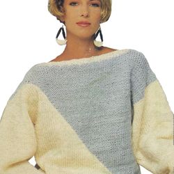 Vintage Knitting Pattern 241 Slash Necked Sweater Pullover Women