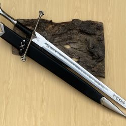 Custom Handmade, Lord Of The Rings Sword 40 inches, Anduril Narsil Sword Of Strider, Swords Battle Ready, With Scabbard
