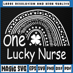 one lucky nurse rainbow svg, st. patricks day nurse svg, irish nurse svg, st patricks day, digital download