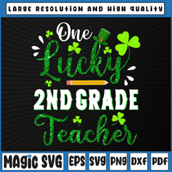 one lucky 2nd grade teacher png, shamrock st patricks day png, st patricks day, digital download
