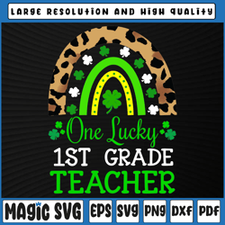 one lucky to be a 1st grade teacher png, st patrick's day leopard png, st patricks day, digital download