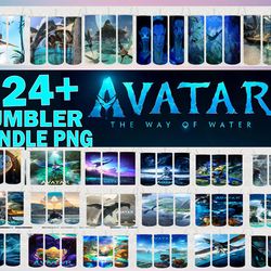 24 avatar 2 tumbler designs bundle, the way of water png, pandora tumbler, 20oz skinny tumbler sublimation