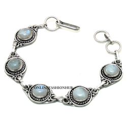Good Energy 1 PC Moonstone 925 Sterling Silver Plated Designer Bracelet, Positive Bracelet, Handmade Gemstone jewelry