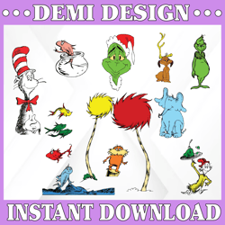 Dr Seuss svg bundle, Cat in hat svg, lorax svg, thing one two svg, seuss sayings svg, sam i am, green eggs and ham svg