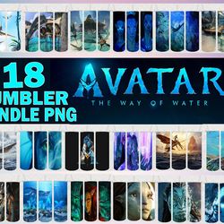 18 avatar tumbler designs bundle, the way of water png, pandora tumbler, 20oz skinny tumbler sublimati