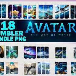 18 avatar tumbler designs bundle, the way of water png, pandora tumbler, 20oz skinny tumbler sublimation