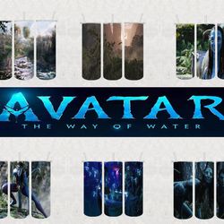 6 avatar tumbler designs bundle, the way of water png, pandora tumbler, 20oz skinny tumbler sublimation