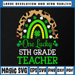 one lucky to be a 5th grade teacher png, st patrick's day leopard png, st patricks day, digital download
