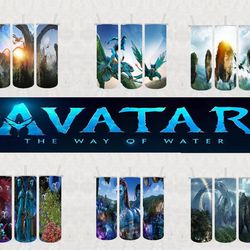 6 avatar 2 tumbler designs bundle, the way of water png, pandora tumbler, 20oz skinny tumbler sublimation, straight tumb