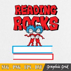 reading rocks svg, reading svg book thing one thing two dr seuss svg read across america svg, dxf, png, clipart, sublima