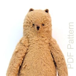 PDF E-pattern for 7.5" (19cm) Winter Bear/ Artist Teddy Bear Pattern/plump brown bear sewing instructions/anime bear toy