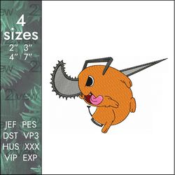 nike pochita embroidery design, chainsaw man denji anime, 4 sizes