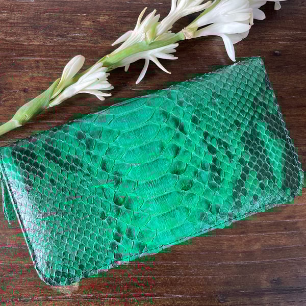 Python skin Wallet Green | Genuine Python light green Colour - Inspire ...