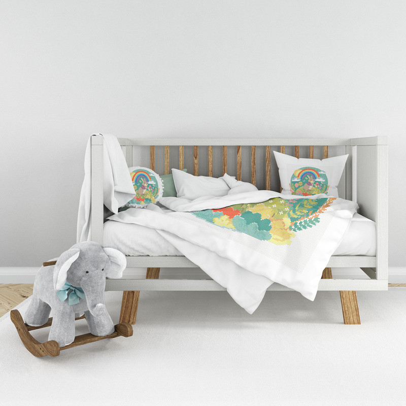 6 Spring Rainbow Easter bunny cross stitch digital printable A4 PDF pattern for home decor and gift.jpg