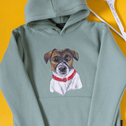 Jack Russell Terrier Hoodie and Sweatshirt, Custom hand painted sweater, Pet owner Gift for Dog mom, dog portrait