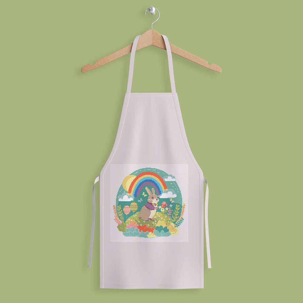 14 Spring Rainbow Easter bunny cross stitch digital printable A4 PDF pattern for home decor and gift.jpg