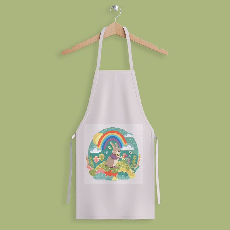 14 Spring Rainbow Easter bunny cross stitch digital printable A4 PDF pattern for home decor and gift.jpg