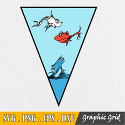 dr seuss one fish, two fish, red fish, blue fish svg
