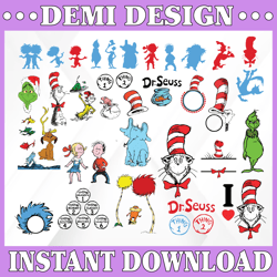 bundle dr seuss hat, thing 1 thing 2, cat in the hat, thing 1 thing 2 baby, dr seuss svg, dr seuss birthday, digital dow