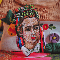 Brooch L. Ukrainka The most famous Ukrainian writer Original work Embroidery with threads and beads Art brooch for cloth