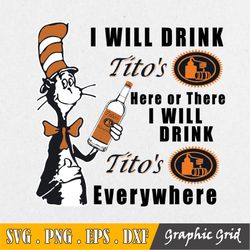 i will drink tito's here or there i will drink tito's everywhere svg, dr.seus svg