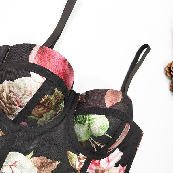 womens corset top floral bustier black bra.jpg