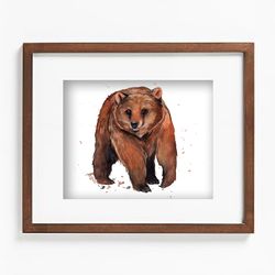 Bear watercolor download poster, download printable wall decor, digital watercolor print by Anne Gorywine