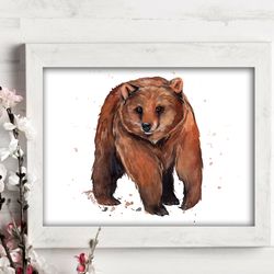Bear Watercolor original Bear painting 8x11 inches wall decor art by Anne Gorywine