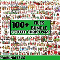 100 Christmas Coffee Latte PNG, Christmas Coffee Png, Christmas Bundle, Snowman Reindeer, Pink Christmas Coffee Png,Prin