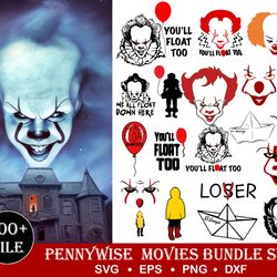 100 IT pennywise Clown Svg Bundle, IT Pennywise Clown Svg, Clown Svg, Horror, Scary, Movie,Clipart, Halloween Svg, You'l