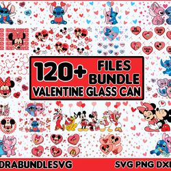 130 Valentine Cartoon Png Glass Can, Happy Valentine 16oz Libbey Glass Wrap Png, Valentine Mickey Png, Funny Valentine P