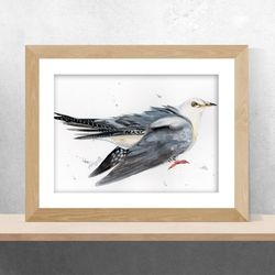 Cuckoo painting, Watercolor paintings, handmade home art birds watercolor painting by Anne Gorywine