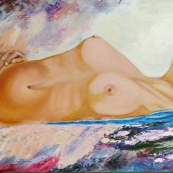 nude girl painting nude art original oil painting 11*23 inch erotic oil painting