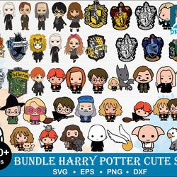 220 Harry Potter Cute bundle svg, png, dxf, eps, cute wizard svg bundle for cricut and print, High quality, Instant down