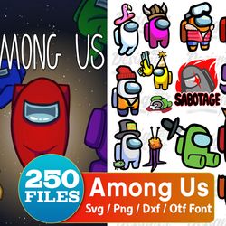 250 Among Us Birthday bundle, Among Us layered SVG_PNG clipart, Among Us svg cutting files for cricut silhouette, Among