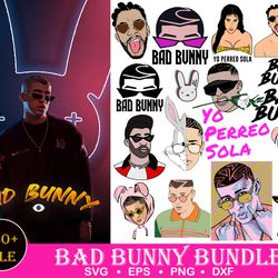 250 Bad Bunny SVG, Yo Perreo Sola, Instant Download, PNG, Cut File, Cricut, Silhouette, Bundle, EPS, Dxf, Pdf, El Conejo