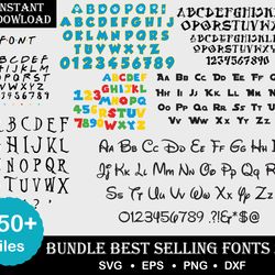 250 Best selling font svg bundle svg, eps, dxg, png digital file, high quality, Instant download